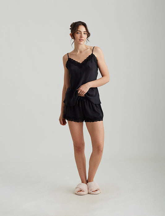 Camille Silk Lace Cami and Boxer Set