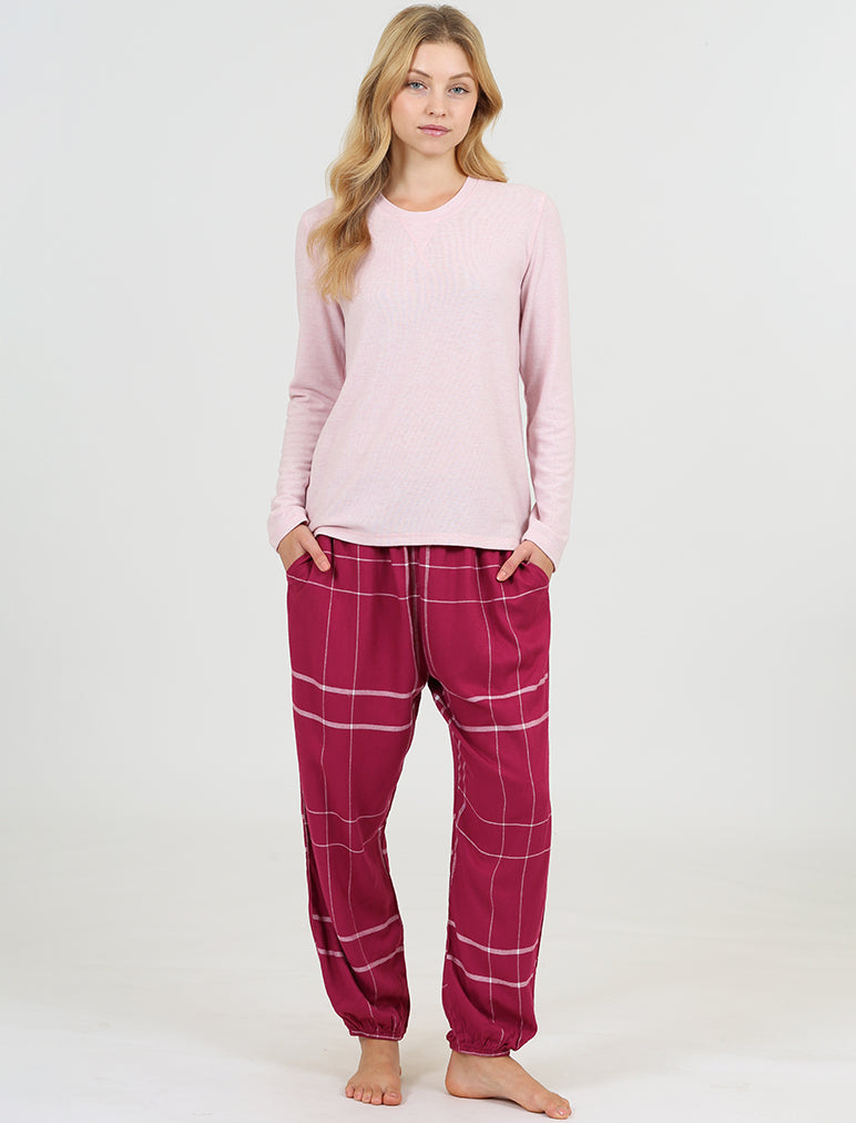 Comfy Plaid Jogger and Feather Soft Top