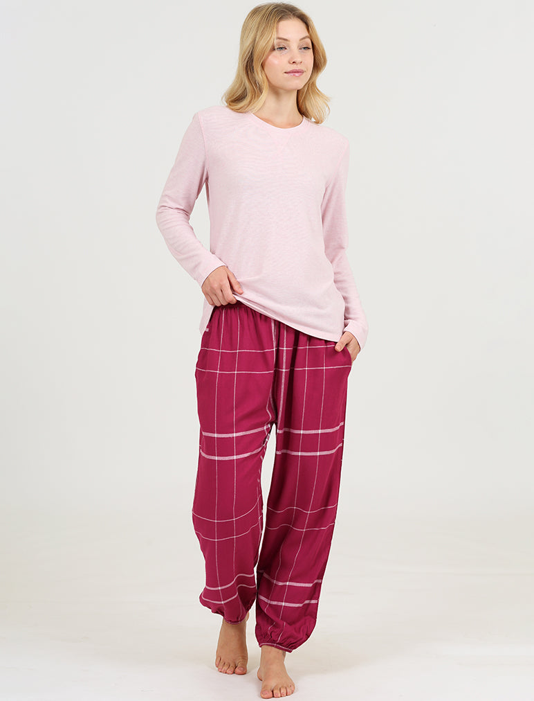 Comfy Plaid Jogger and Feather Soft Top