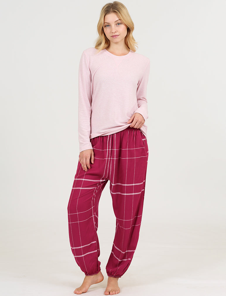 Comfy Plaid Jogger and Feather Soft Top