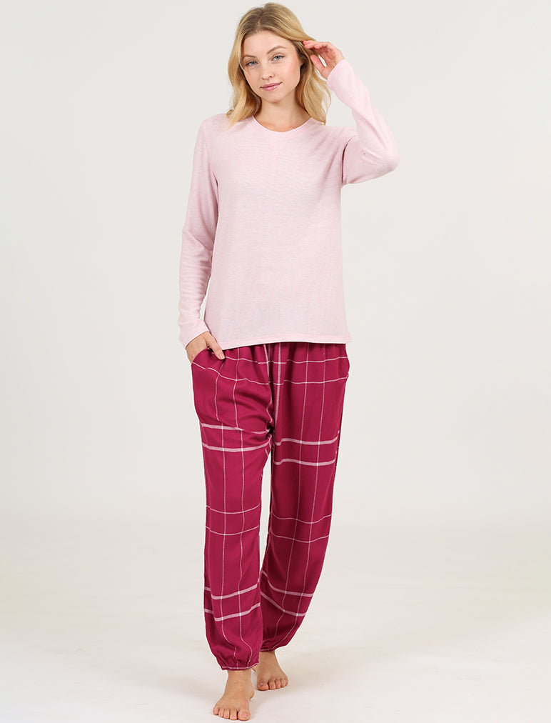 Comfy Plaid Jogger and Feather Soft Top